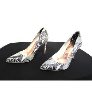 Ted Baker London Izibelos Gray Snake Print Leather High Heels Women 37.5 EU/7 US